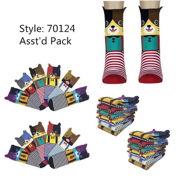 12 pack Women's's Cute Art Cartoon Colorful Casual Crew Cotton Animal Socks #