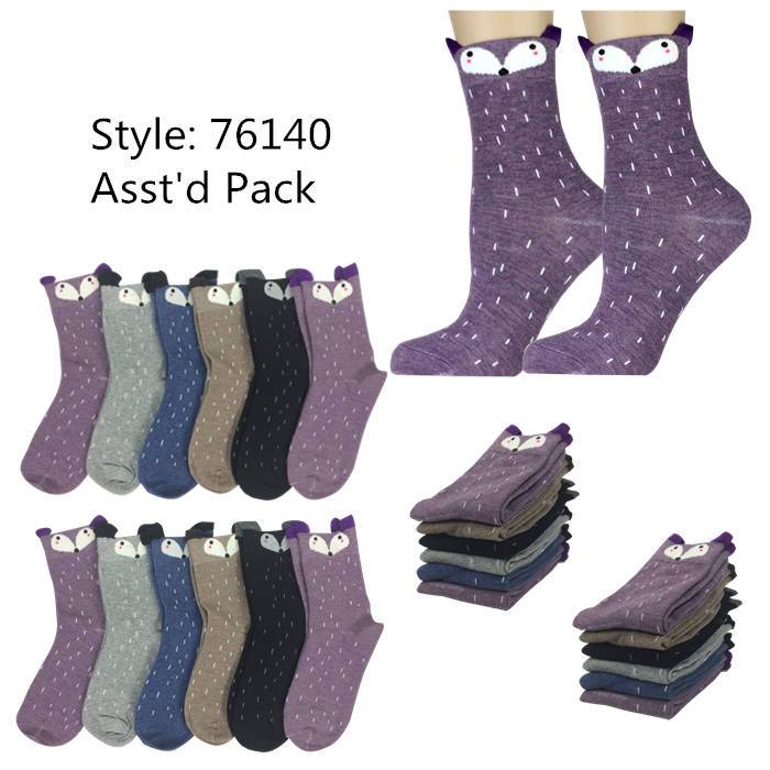 12 pack Women's's Cute Art Cartoon Colorful Casual Crew Cotton Animal Socks #