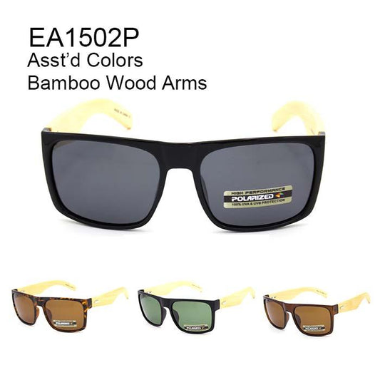 Wholesale Sunglasses Polarized Bamboo Arm 12 pack