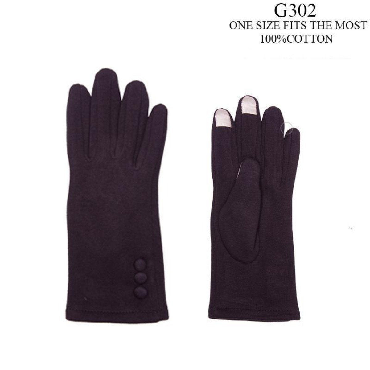 Solid Color Screen-Touch Gloves W/ Buttons - 12Pc Set