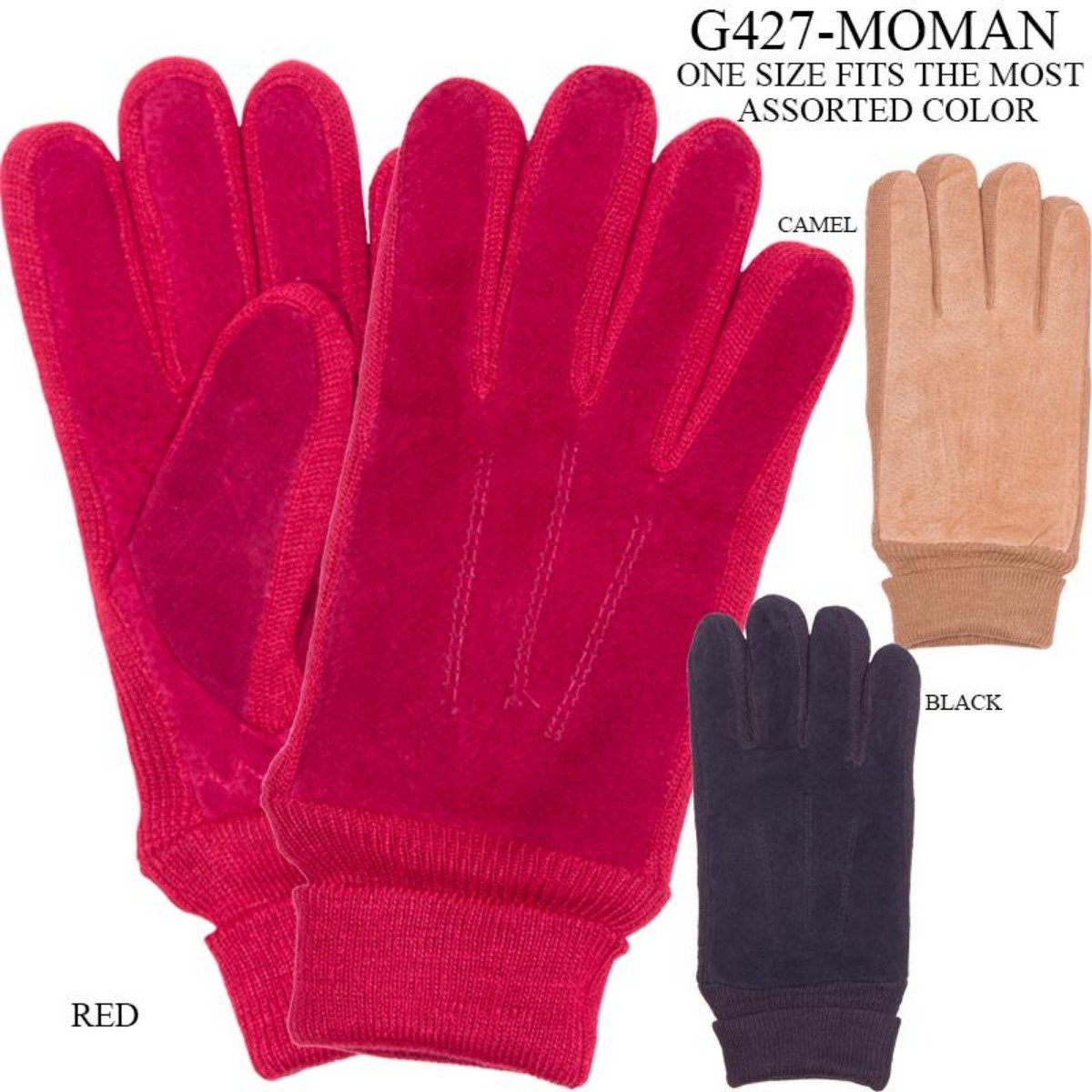 Solid Color Faux Suede Gloves - 12Pc Set