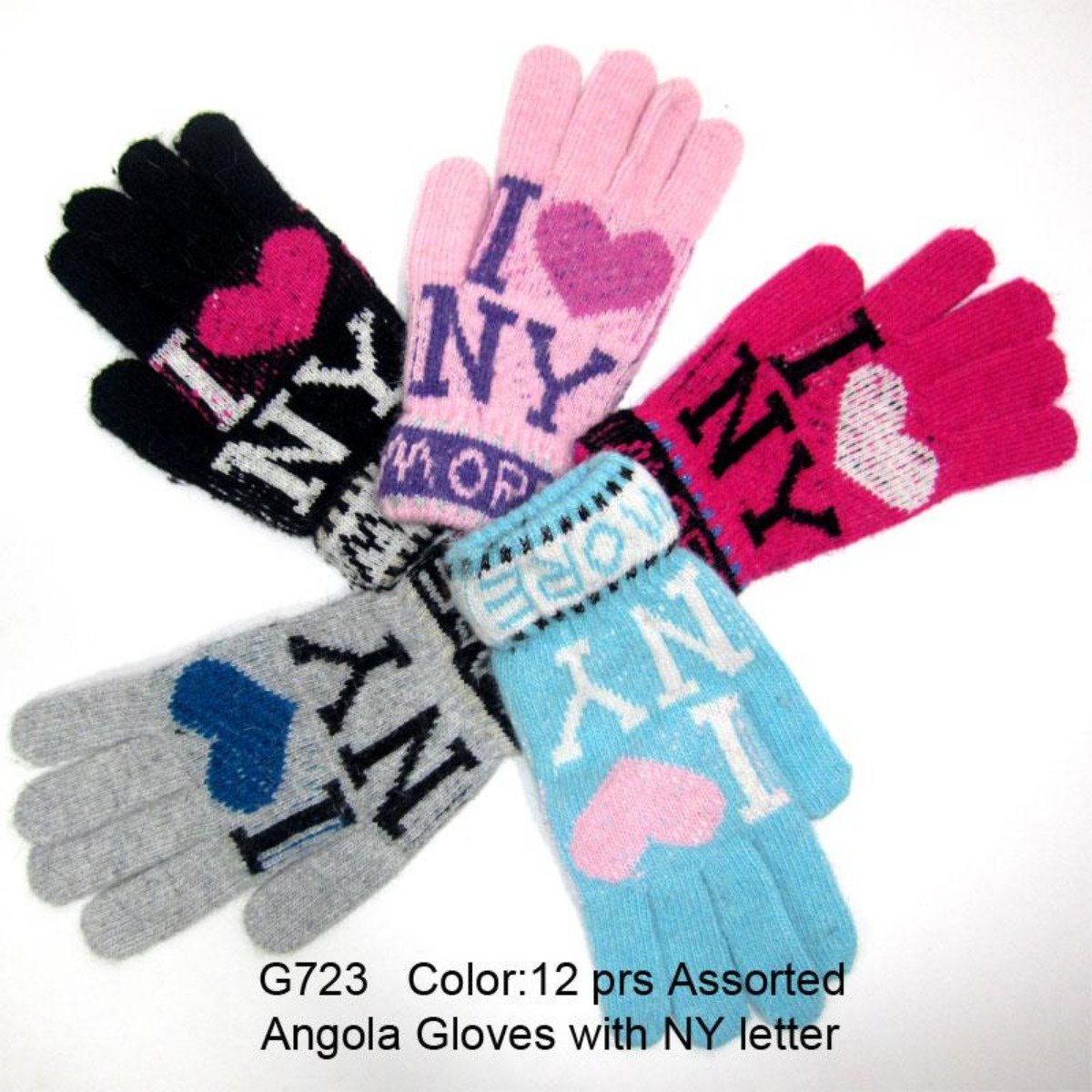 I Heart Ny Knitted Gloves - 12Pc Set