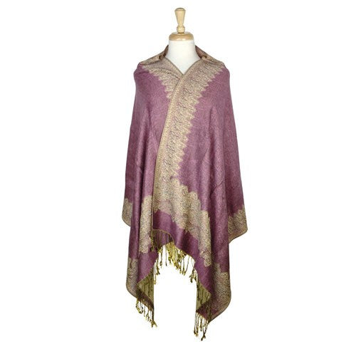 Wholesale Bulk Pack Border Pattern Pashmina Scarf - Pink
