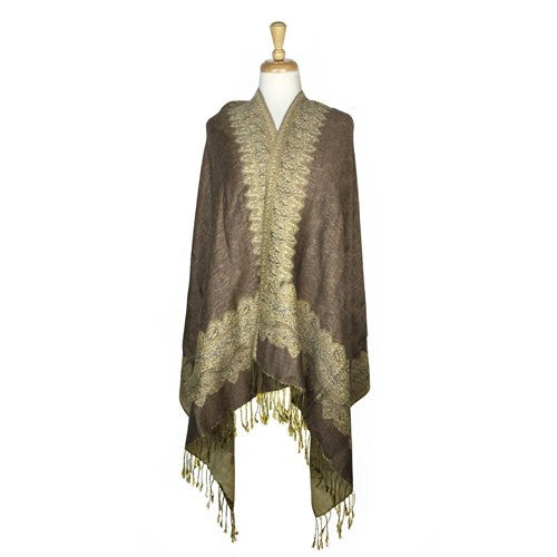 Wholesale Bulk Pack Border Pattern Pashmina Scarf - Camel