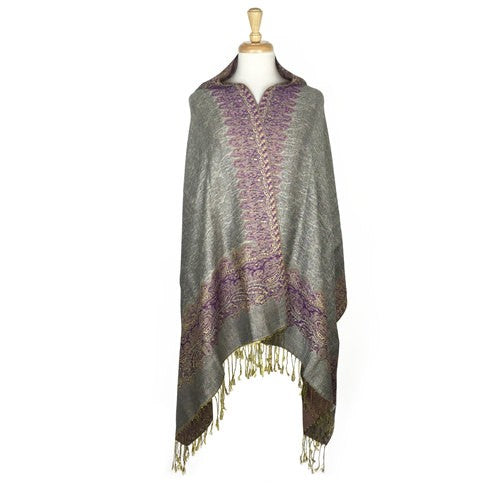 Wholesale Bulk Pack Border Pattern Pashmina Scarf - Beige