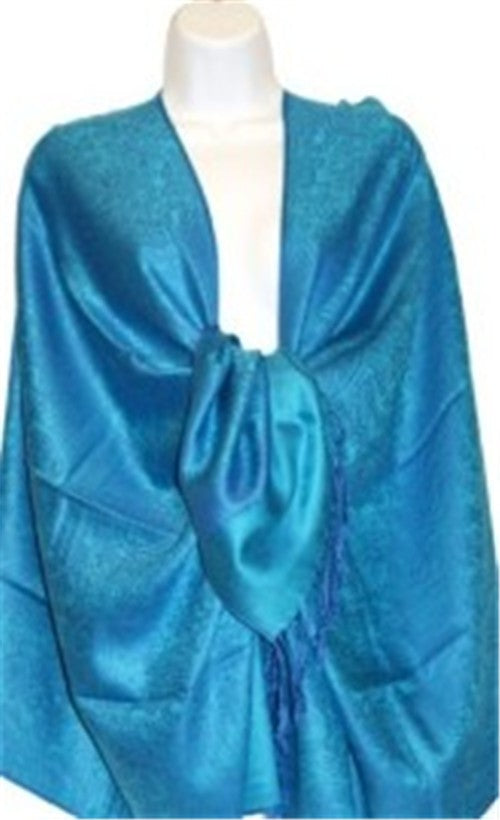 Wholesale Bright Blue Light Paisley Pashmina Scarf