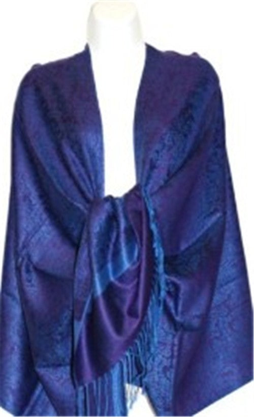 Wholesale Dark Purple Blue Light Paisley Pashmina Scarf