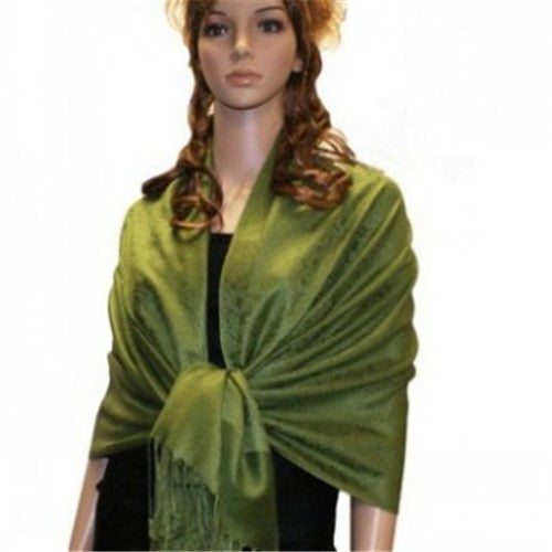 Wholesale Bulk Pack Light Paisley Pashmina Scarf - Green