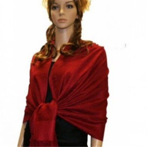 Wholesale Bulk Pack Light Paisley Pashmina Scarf - Dark Red