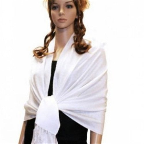 Wholesale Bulk Pack Light Paisley Pashmina Scarf - White