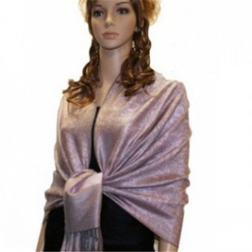 Wholesale Bulk Pack Light Paisley Pashmina Scarf - Misty Rose