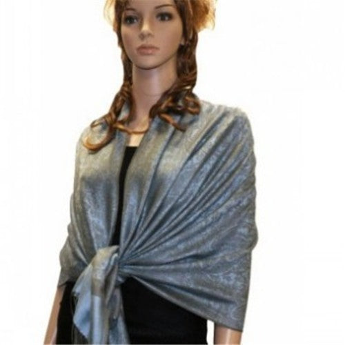 Wholesale Bulk Pack Light Paisley Pashmina Scarf - Indigo