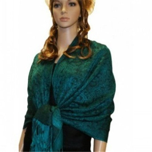 Wholesale Black Medium Grey Paisley Pashmina Scarf