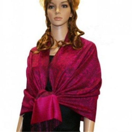 Wholesale Bulk Pack Light Paisley Pashmina Scarf - Deep Rose