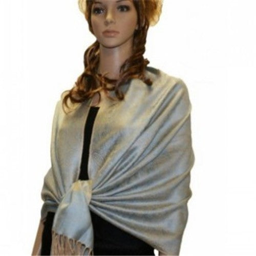 Wholesale Light Tan Blue Paisley Pashmina Scarf