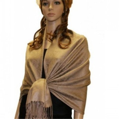 Wholesale Golden Light Brown Paisley Pashmina Scarf