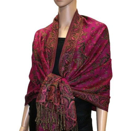 Wholesale Hot Pink Paisley Pashmina Scarf