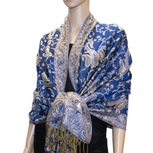 Wholesale Royal Blue Paisley Pashmina Scarf