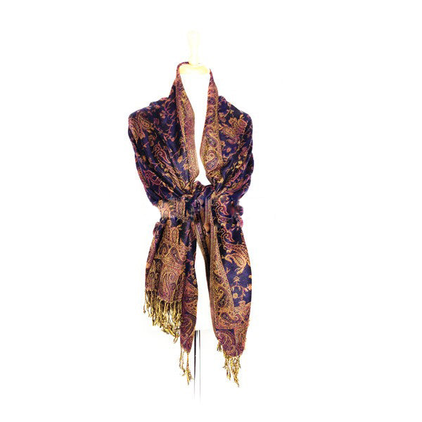 Wholesale Navy Paisley Pashmina Scarf