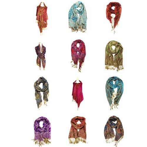 Wholesale Bulk Pack Pashmina 12 - Pack Assorted Colors