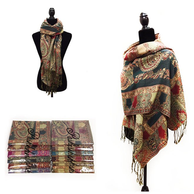 Wholesale Bulk Pack Metallic Pashmina 12 - Pack Assorted Colors