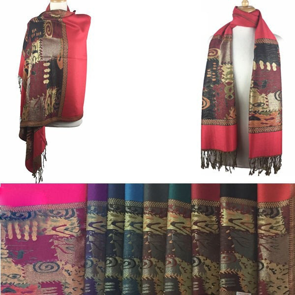 Wholesale Bulk Pack Metallic Pashmina 12 - pack Assorted Colors