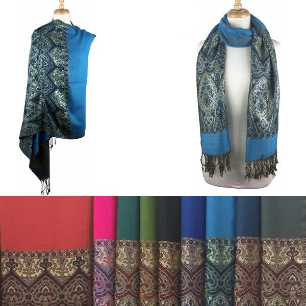 Wholesale Bulk Pack Metallic Pashmina 12 - pack Assorted Colors