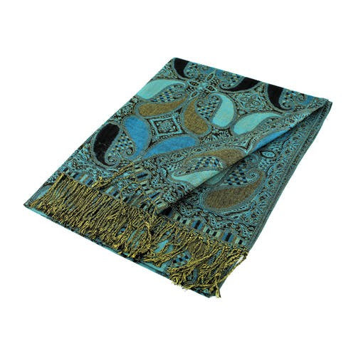 Wholesale Black Blue Paisley Pashmina Scarf