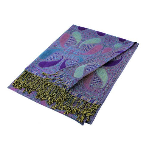 Wholesale Turquoise Purple Paisley Pashmina Scarf