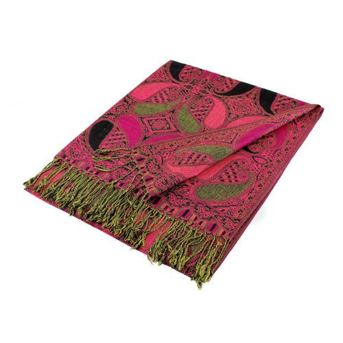 Wholesale Black Fuchsia Paisley Pashmina Scarf