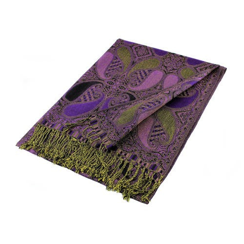Wholesale Black Purple Paisley Pashmina Scarf