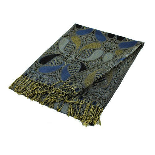 Wholesale Gorgeous Blue Black Paisley Pashmina Scarf