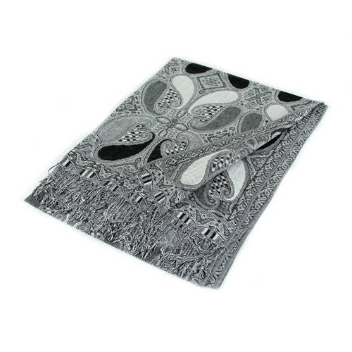 Wholesale Black White Paisley Pashmina Scarf