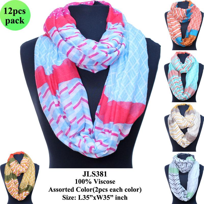 Two-Tone Striped Pattern Infinity Scarf