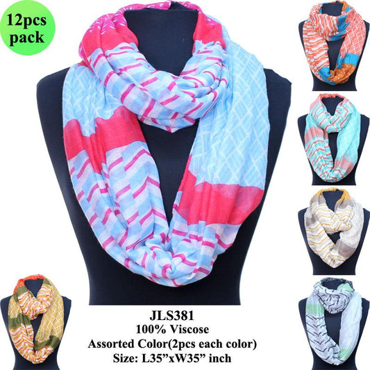 Two-Tone Striped Pattern Infinity Scarf