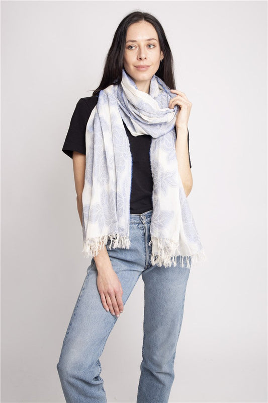 Rose Pattern Embroidery Oblong Scarf
