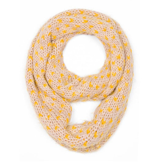 Heavy Knitted Infinity Scarf With Dots 