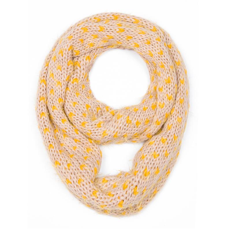 Heavy Knitted Infinity Scarf With Dots 