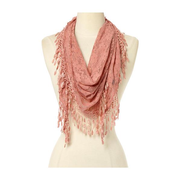 Fashion Lace Tassel Sheer Triangle Lightweight Scarf