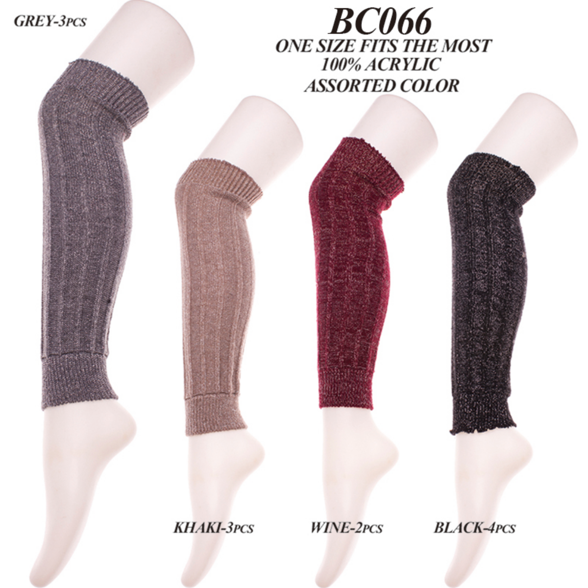 Solid Color W/ Lurex Knee-High Knitted Boot Cuffs - 12Pc Set