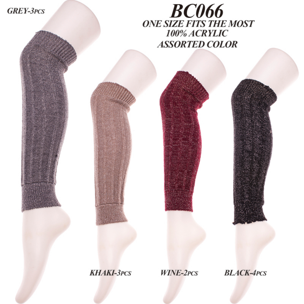 Solid Color W/ Lurex Knee-High Knitted Boot Cuffs - 12Pc Set