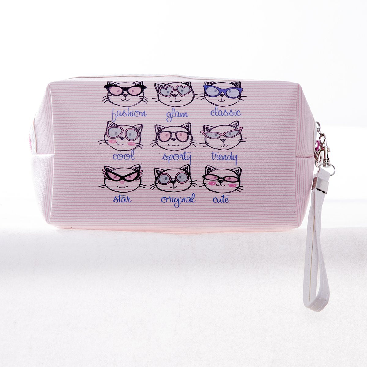 Cute Animal Faces Print Faux Patent Leather Makeup Bag