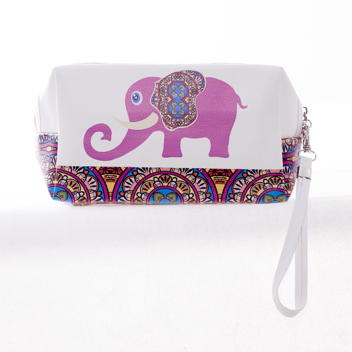 Elephant Print Faux Leather Makeup Bag