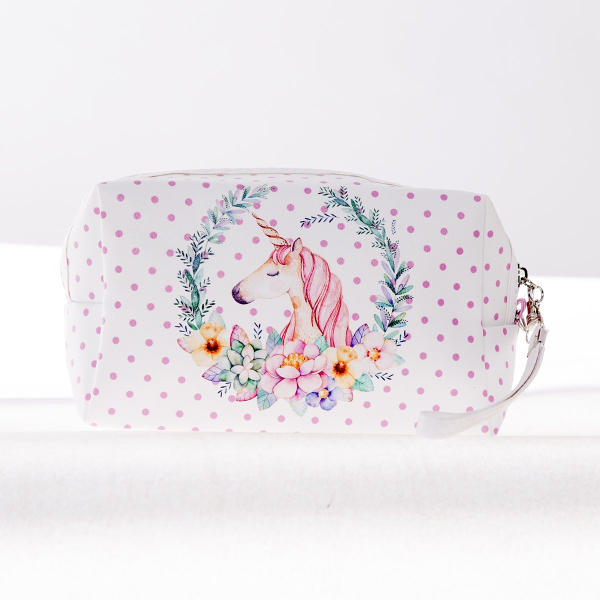 Unicorn Print Faux Leather Makeup Bag