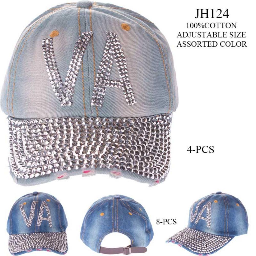 Rhinestone Studded Virginia Denim Hat - 12Pc Set