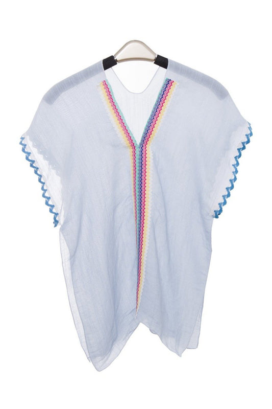 Solid Color Cover-Up W/ Stitched Hem