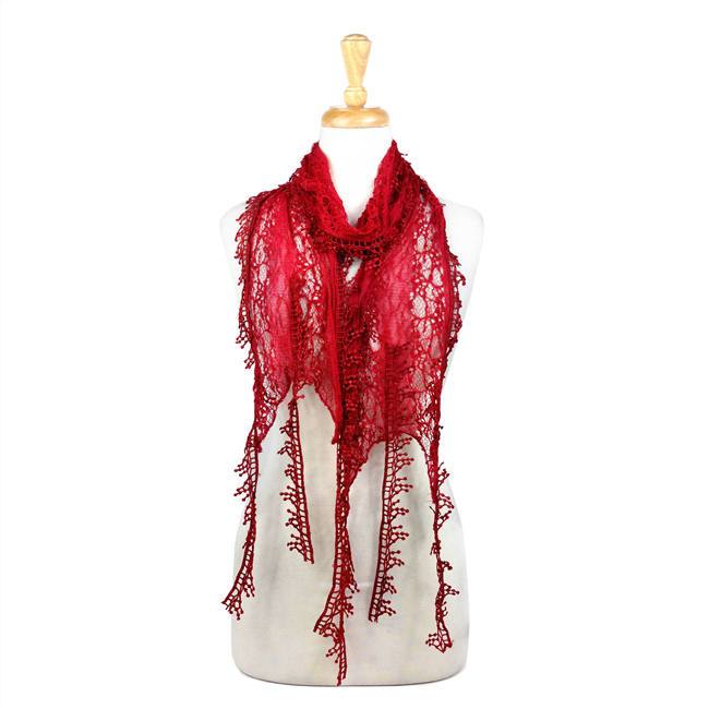 Fashion Lace Tassel Sheer Oblong Lightweight Scarf