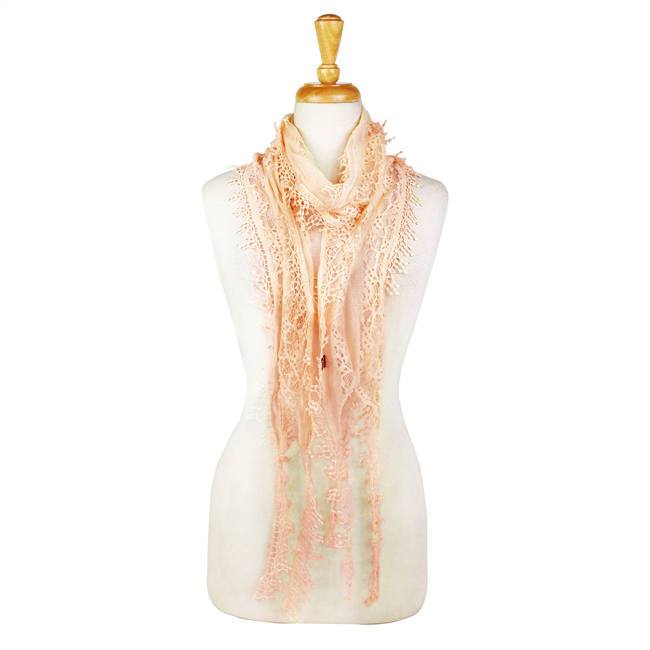 Fashion Lace Tassel Sheer Oblong Lightweight Scarf