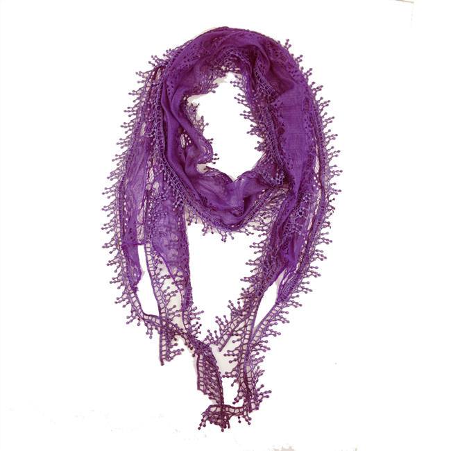 Fashion Lace Tassel Sheer Oblong Lightweight Scarf
