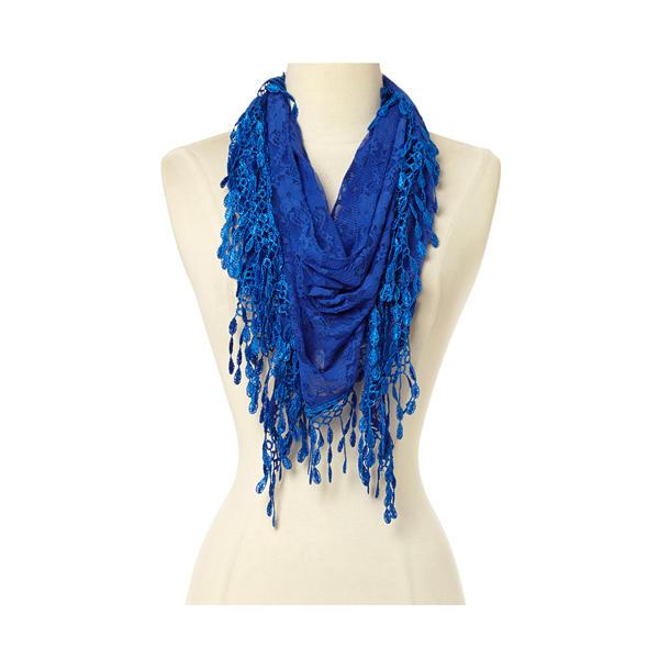Fashion Lace Tassel Sheer Triangle Lightweight Scarf
